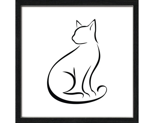 Gerahmtes Bild Line Art Cat 33x33 cm