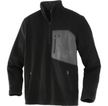 Schwarzer Fleece-Pullover mit halbem Reißverschluss und Taschen