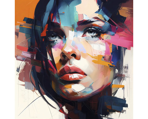 Glasbild Colorful Woman Portrait II 80x80 cm