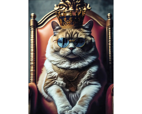 Glasbild The Cat Is King 60x80 cm