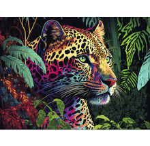 Illustration eines Leoparden mit Dschungelpflanzen