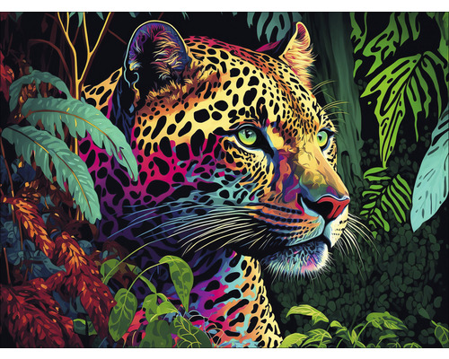 Glasbild Jaguar In The Jungle II 80x60 cm