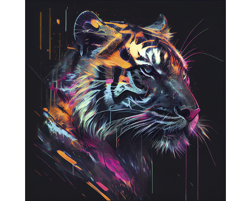 Glasbild Colorful Tiger Head II 50x50 cm