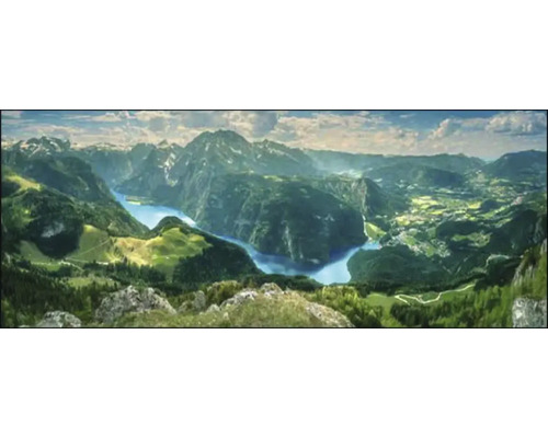 Glasbild Mountain Landscape I 80x30 cm