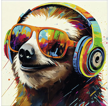 Glasbild Animals With Headphones III 30x30 cm