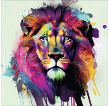 Glasbild Colorful Lion Head IV 30x30 cm
