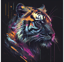 Illustration eines Tigerkopfes mit grafischen Elementen