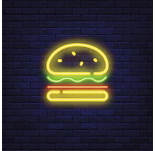 Neonreklame eines Burgers
