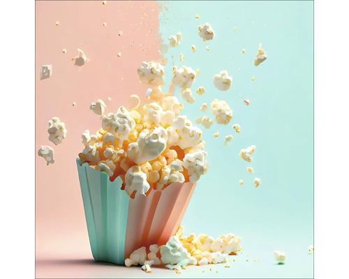 Glasbild Popcorn 30x30 cm