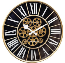Wanduhr mit römischen Ziffern und Zahnrad-Design