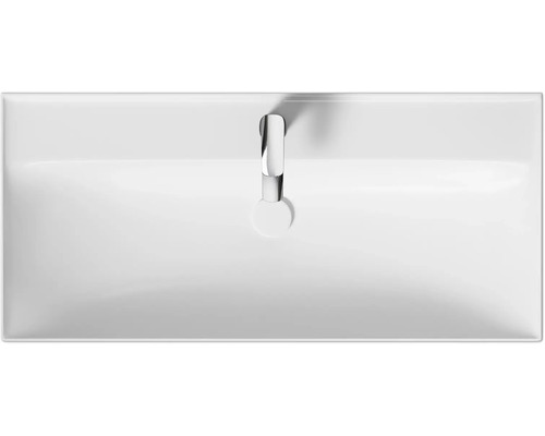 Keramikwaschtisch mit Armatur von oben