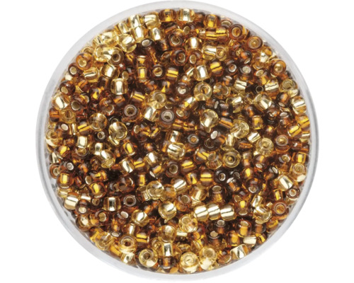 Rocailles mix Silbereinzug beigebraun 2,6 mm 17 g Glasperlen in einem Behälter