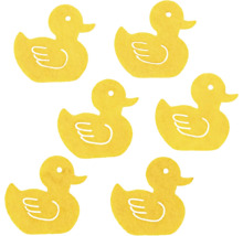 Sechs gelbe Enten aus Filz