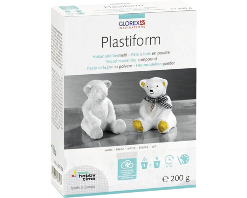 Plastiform Modelliermasse pulverförmig holzähnlich elfenbein Box 200 g Plastiform Holzmodelliermehl Packung mit Bären