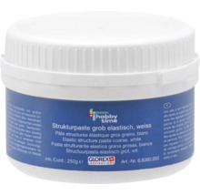 Weisse Strukturpaste grob elastisch in Dose mit 250 Gramm Inhalt.