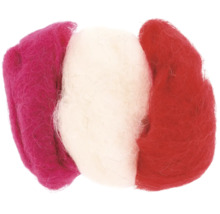 Wollvlies in den Farbtönen Pink, Weiß und Rot