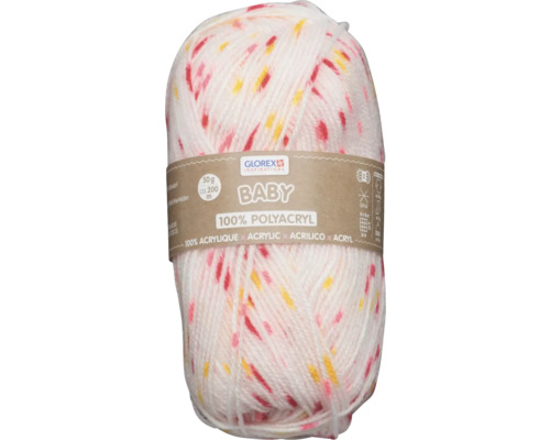 Wolle Baby 100 % Acryl rosa-rot gepunktet 50 g