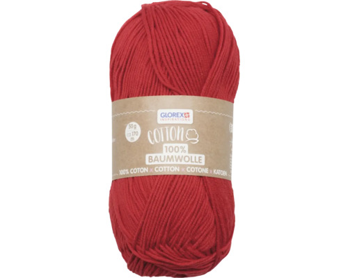 Wolle 100% Baumwolle rot 50 g