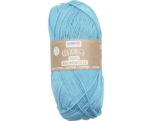 Wolle 100% Baumwolle hellblau 50 g