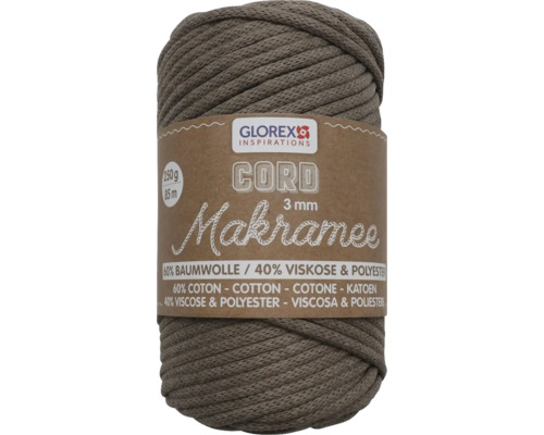 Makramee-Wolle gewebt hellbraun 3 mm 250 g
