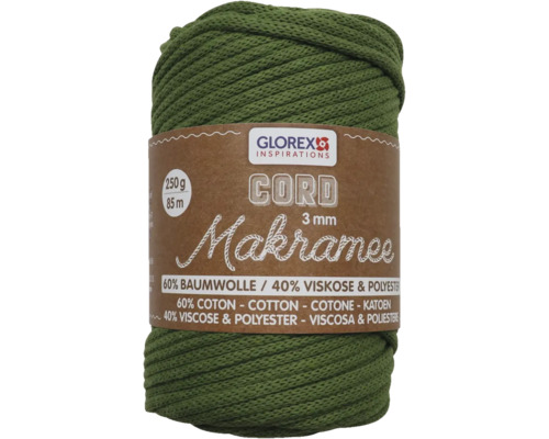 Makramee-Wolle gewebt olive 3 mm 250 g