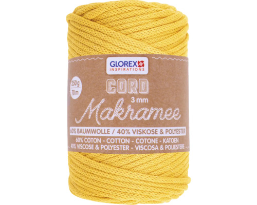 Makramee-Wolle gewebt senfgelb 3 mm 250 g
