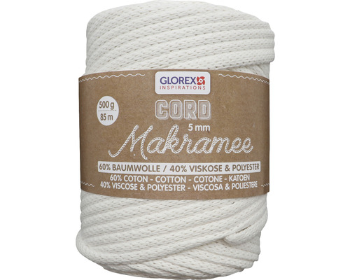Makramee-Wolle gewebt creme 5 mm 500 g