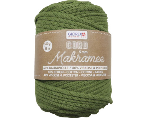 Makramee-Wolle gewebt olive 5 mm 500 g