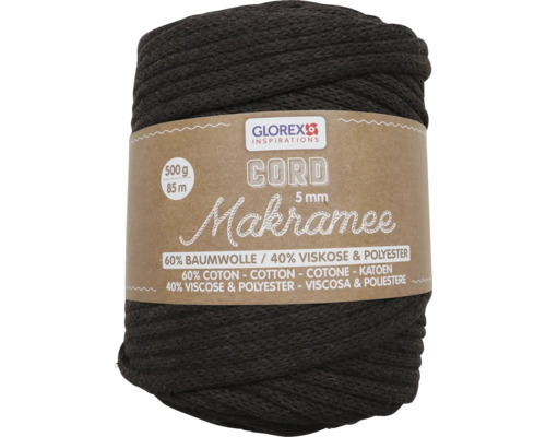 Makramee-Wolle gewebt braun 5 mm 500 g