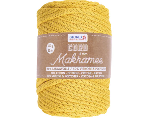 Makramee-Wolle gewebt senfgelb 5 mm 500 g