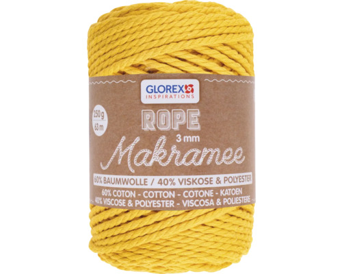 Makramee-Wolle gedreht senfgelb 3 mm 250 g
