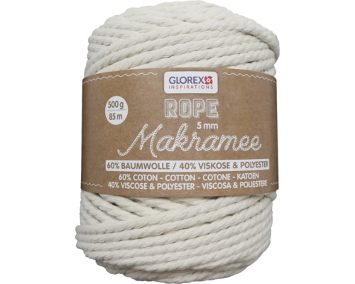 Makramee-Wolle gedreht creme 5 mm 250 g