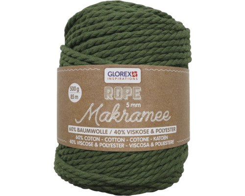 Makramee-Wolle gedreht olive 5 mm 500 g