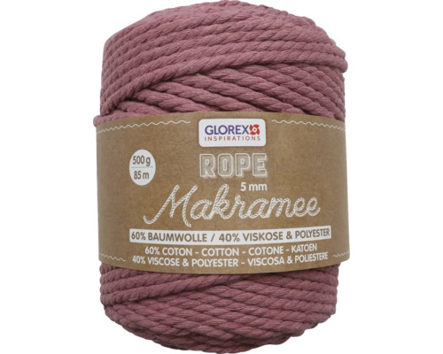 Makramee-Wolle gedreht mauve 5 mm 500 g