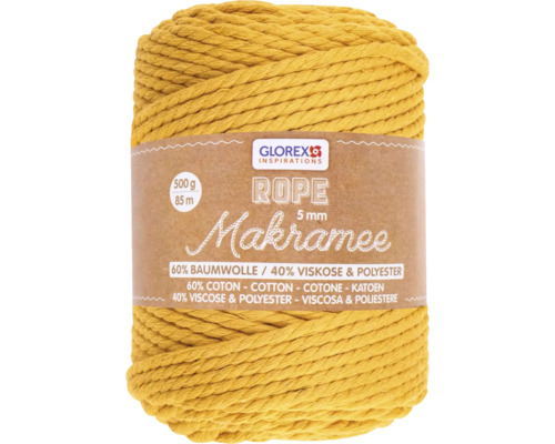 Makramee-Wolle gedreht senfgelb 5 mm 500 g