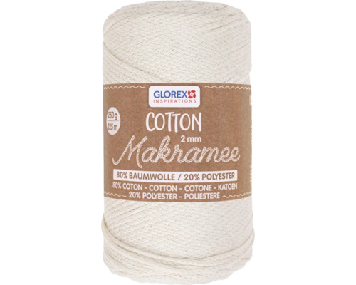 Makramee-Wolle Baumwolle creme 2 mm 250 g