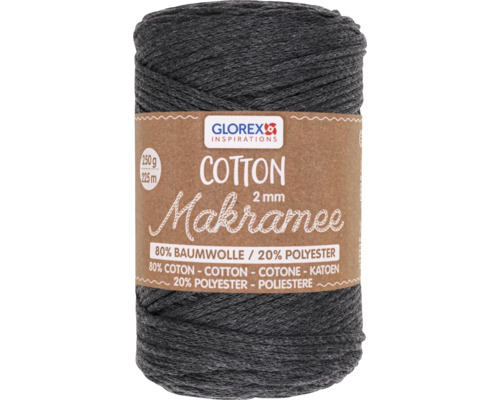 Makramee-Wolle Baumwolle anthrazit 2 mm 250 g