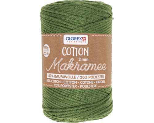 Makramee-Wolle Baumwolle olive 2 mm 250 g