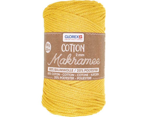 Makramee-Wolle Baumwolle senfgelb 2 mm 250 g