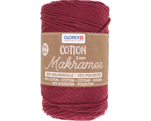 Makramee-Wolle Baumwolle bordeaux 2 mm 250 g