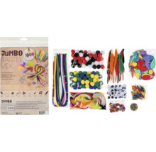 Jumbo Bastelmix mit Pfeifenreinigern, Pompons, Federn, Wackelaugen, Schmucksteinen und Holzklammern
