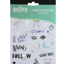 Skinz Klarstickerblock mit sechs Blättern