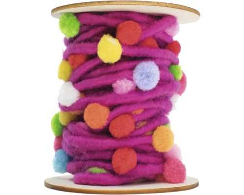 Filzkordel mit Pompons flieder 5 m Filzkordel mit Pompons flieder 5 m