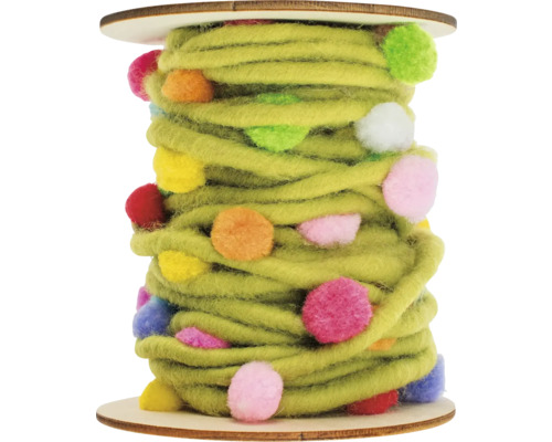 Filzkordel mit Pompons grün 5 m Filzkordel mit Pompons grün 5 m