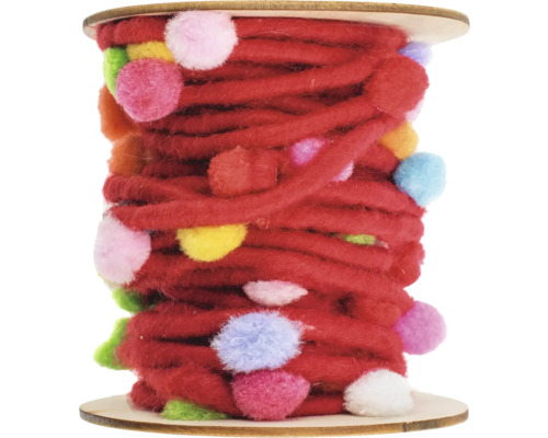 Filzkordel mit Pompons rot 5 m Filzkordel mit Pompons rot 5 m