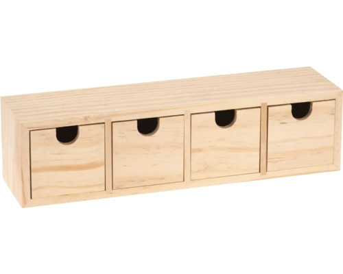 Holz-Box mit 4 Schubladen 31x8x8 cm