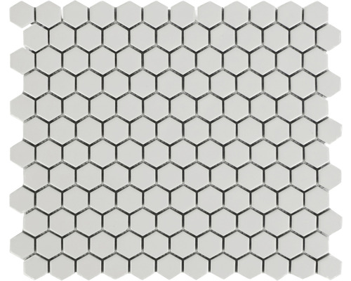 Keramikmosaik Hexagon 29,6 x 25,8 cm weiß matt