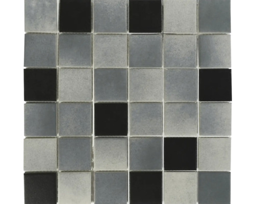 Keramikmosaik 28,8 x 28,8 cm grau schwarz