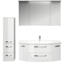 Badezimmermöbelset mit Waschtischunterschrank, Spiegelschrank und Hochschrank