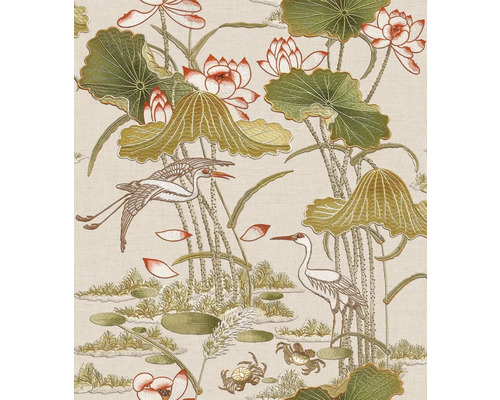 Vliestapete TP422703 Tapestry Seerosen braun kupfer grün